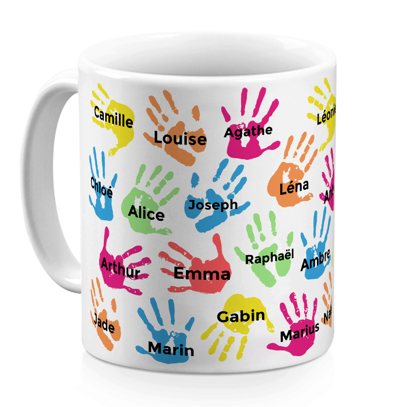 Taza Personalizada Con Manos Y Nombres De Alumnos Tazas Personalizadas