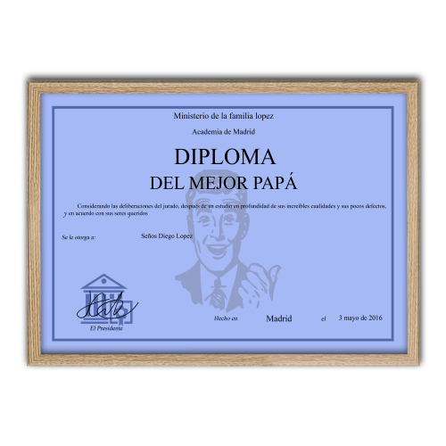 Un diploma personalizado y enmarcado natural