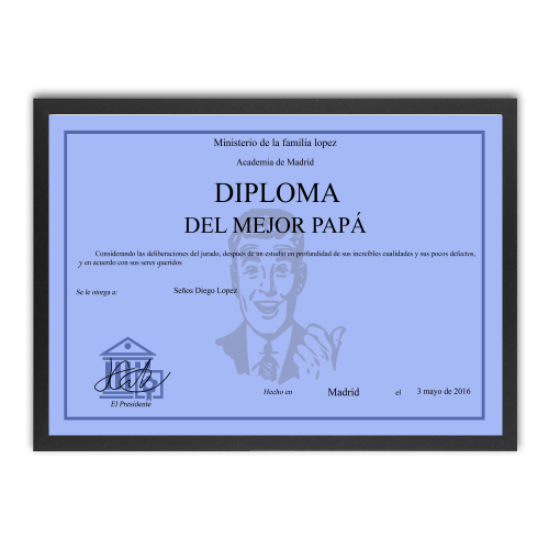 Un diploma personalizado y enmarcado negro