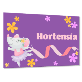 Placa para puerta infantil ratoncita bailarina y nombre personalizado