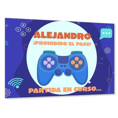 Placa de puerta personalizada para adolescentes - Gaming