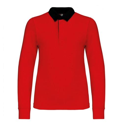  Polo rugby rojo con cuello negro