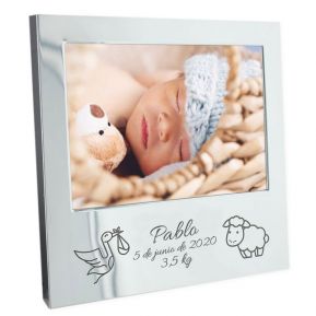  Marco de fotos personalizado con anuncio de nacimiento de bebé  para niños y niñas recién nacidos, marco de fotos grabado personalizado  para mamá y papá, padres y abuelos (azul) : Bebés
