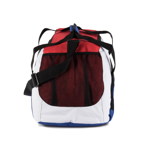 Bolsa de deporte bordada azul, blanca y roja