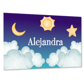 Placa de puerta para niños personalizada nubes